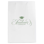 Sage Greenエレガントスクリプトタイポグラフィ ミディアムペーパーバッグ (正面)