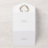 Sage Greenエレガントフローラ素朴ハート結婚の オールインワン招待状 (外側)