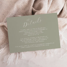 Sage Greenエレガント書モダン道の結婚数 エンクロージャーカード