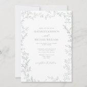 Sage Greenエレガント Leaf Photoミニマル結婚's 招待状 (正面)