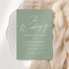 Sage Greenエレガント Writhesh結婚's 招待状