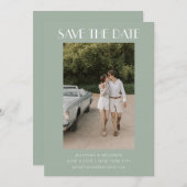 Sage Greenカラフルアールデコ写真結婚の セーブザデート (正面/裏面)