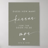 Sage Greenキスミセスブライダルシャワーゲームサイン ポスター (正面)