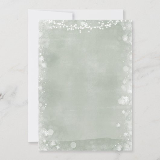 Sage Greenクリスマスのベビーシャワー外は寒い 招待状 (裏面)