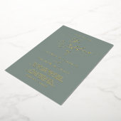 sage greenゴールド箔押しモノグラム ミニマリスト結婚式 箔招待状 (回転した状態)