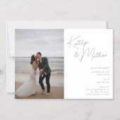 Sage Greenスクお洒落リッモダントの日付の保存 マグネット招待状 (正面)