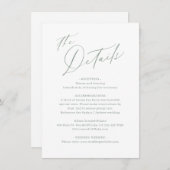 Sage Greenスクモダンリッミニマルプの結婚詳細 ノートカード (正面/裏面)