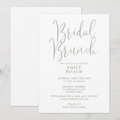 Sage Greenスクリプエレガントトブライダルバンチシャワー 招待状 (正面/裏面)