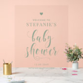 Sage Greenスクリプトはっきりしたベビーシャワーへようこそ アクリルサイン (ウェディング)