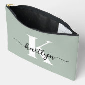 Sage Greenスクリプトモノグラム アクセサリーポーチ (見開き)