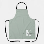 Sage Greenスクリプトモノグラム エプロン (正面)