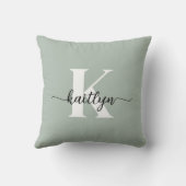 Sage Greenスクリプトモノグラム クッション (裏面)