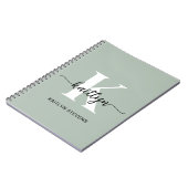 Sage Greenスクリプトモノグラム ノートブック (左側)