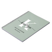 Sage Greenスクリプトモノグラム ノートブック (左側)