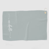 Sage Greenスタイリッシュ Monogram名スクリプト ゴルフタオル (横)