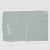 Sage Greenスタイリッシュ Monogram名スクリプト ゴルフタオル (横)