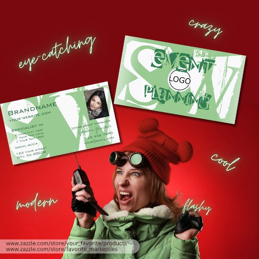 Sage Greenスタイリッシュ Photoロゴとモノグラム 名刺