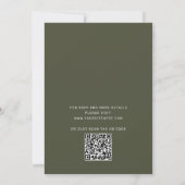 sage greenタイポグラフィスクリプトの結婚式+QR詳細 招待状 (裏面)