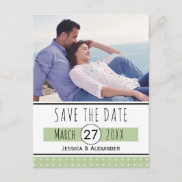 Sage greenタイポグラフィSave the Date photo 案内ポストカード
