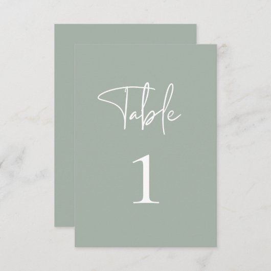Sage Greenテーブル番号カード サンキューカード (正面/裏面)