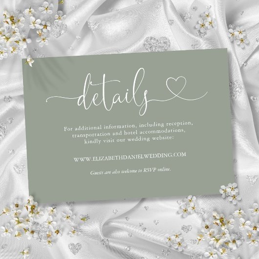 Sage Greenハートス結婚クリプトの詳細 エンクロージャーカード