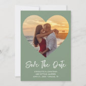 Sage Greenハート切り出し結婚for Photo セーブザデート (正面)