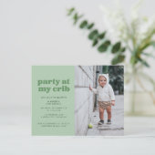 Sage Greenパーティー(マイクリブ1歳の誕生日パーティーの請求書) ポストカード (スタンド正面)