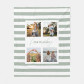 Sage Greenファミモダンリエレガント4写真 フリースブランケット (正面)