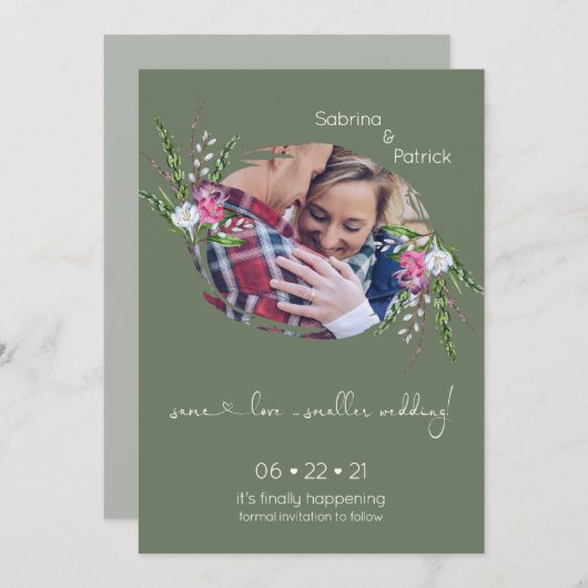 Sage Greenフォトフレームフローラ セーブザデート (正面/裏面)