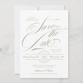 Sage Greenフォーマル書道ブラックタイ写真 セーブザデート (正面)