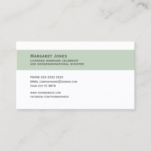 Sage Greenフローラの結婚お祝い名刺 名刺 (正面)