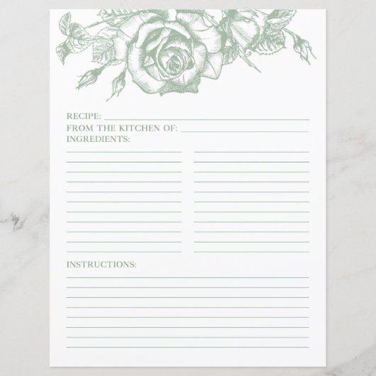 Sage Greenフローラシャワーレシピページ (正面)