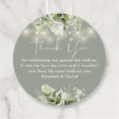 Sage Greenフローラストリングライトサンキューズ結婚ーズ フェイバータグ (裏面)