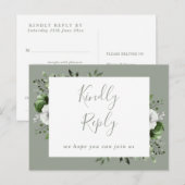 Sage Greenフローラ曲リクエストRSVPポストカード インビテーションポストカード (正面/裏面)