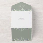 Sage GreenフローラGreeneryスクリプトQRコード結婚s オールインワン招待状 (外側)