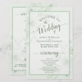 sage greenボヘミアン+芍薬の結婚式プログラム(格安)