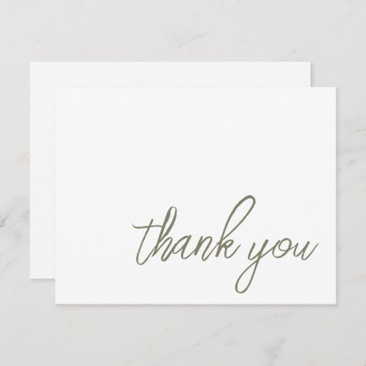 Sage Greenミニマリストありがとう サンキューカード (正面/裏面)