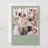 Sage Greenミニマリスト写真5枚結婚の写真 招待状 (正面)