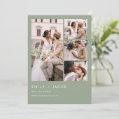 Sage Greenミニマリスト写真5枚結婚の写真 招待状 (スタンド正面)