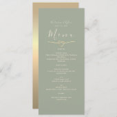 Sage Greenミニマルのメ結婚ニュー メニュー (正面/裏面)