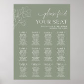 Sage Greenミニマルの12結婚テーブル座席表 ポスター (正面)