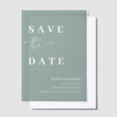 Sage Greenミニマルエレガントリスト日付の保存 ベラム紙招待状 (オフセット)