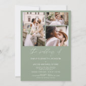 Sage Greenミニマルエレガントリスト結婚の写真 招待状 (裏面)