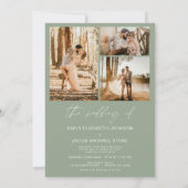 Sage Greenミニマルエレガントリスト結婚の写真 招待状 (裏面)