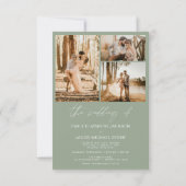 Sage Greenミニマルエレガントリスト結婚の写真 招待状 (裏面)