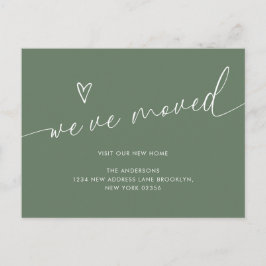 Sage Greenミニマルハートスクリプト引っ越しましたの移動 ポストカード