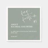 Sage Greenミニマルモダンリストスクリプトおもしろいファクト スタンダードカクテルナプキン (正面)