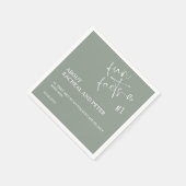 Sage Greenミニマルモダンリストスクリプトおもしろいファクト スタンダードカクテルナプキン (角)