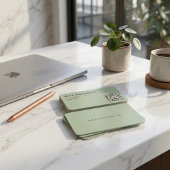 sage greenミニマルQRコードテクノロジー起業家スタートアップ 名刺