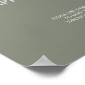 Sage Greenモダンの使い捨て結婚カメラのサイン ポスター (角)